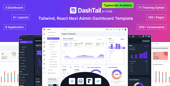 DashTail - Tailwind, React Next Admin Dashboard Template with shadcn-ui