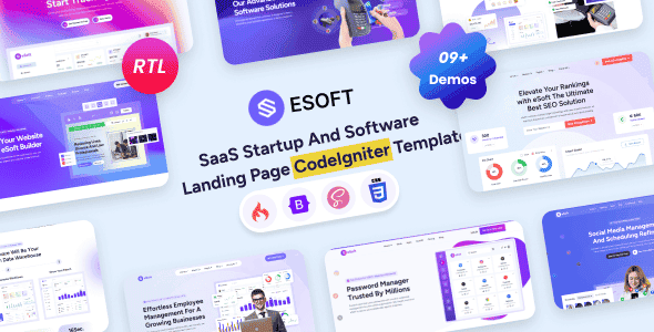 eSoft - CodeIgniter SaaS Startup & Software Landing Page Template