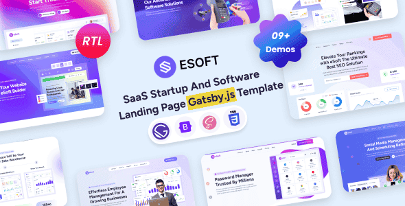 eSoft - Gatsby.Js SaaS Startup & Software Landing Page Template