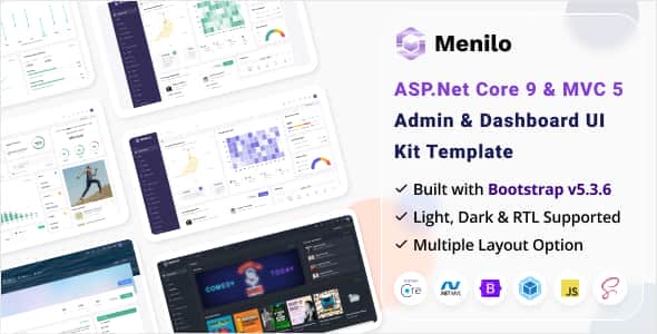 Menilo - ASP.Net Core & MVC Admin & Dashboard UI Template