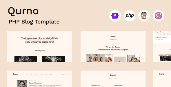 Qurno – Minimal PHP Blog Landing Page Template