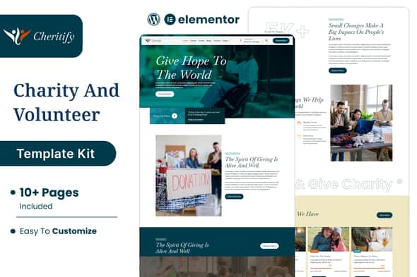 Charitify - Nonprofit Charity & Donation Elementor Template Kit