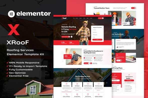 XRoof - Roofing Services Elementor Template Kit