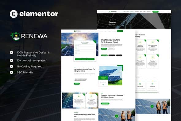 Renewa - Solar & Green Renewable Energy Elementor Template Kit