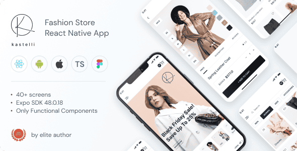 Kastelli - Fashion E-Commerce React Native App | Expo SDK 48.0.18 | TypeScript | Redux Store