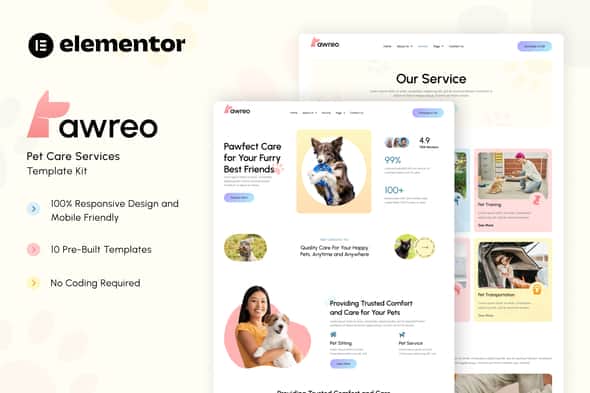 Pawreo - Pet Care Services Elementor Template Kit