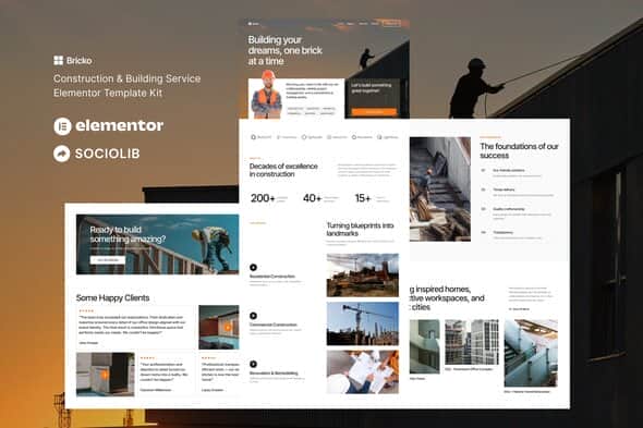 Bricko - Construction & Building Service Elementor Template Kit