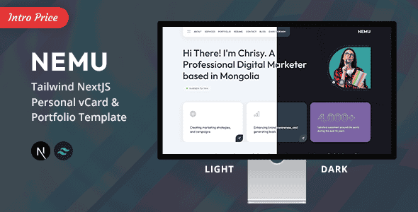 Nemu - Tailwind NextJS Personal vCard/Portfolio Template