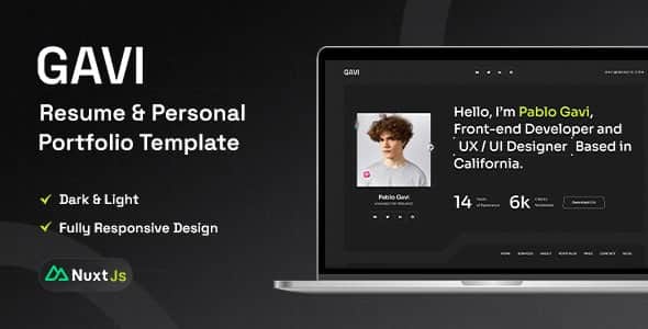 Gavi - Personal Portfolio Resume Nuxtjs Template