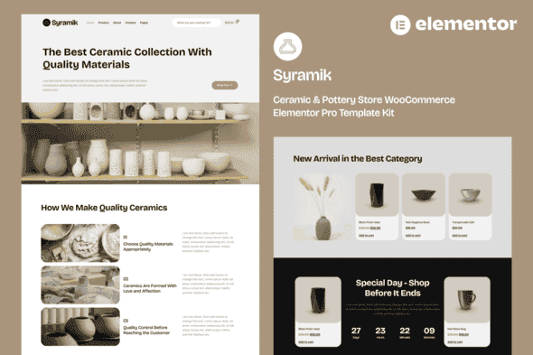 Syramik - Ceramic & Pottery Store WooCommerce Elementor Pro Template Kit