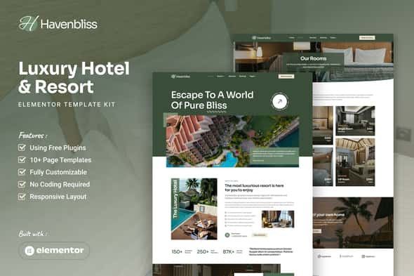 Havenbliss - Luxury Hotel & Resort Elementor Template Kit