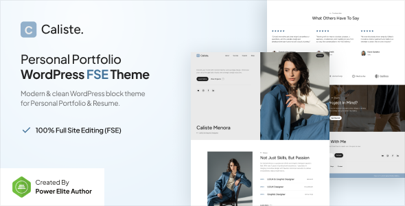 Caliste – Personal Portfolio CV & Resume Gutenverse FSE WordPress Block Theme