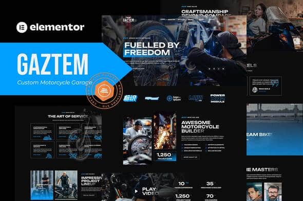 Gaztem - Custom Motorcycle Garage Elementor Template Kit