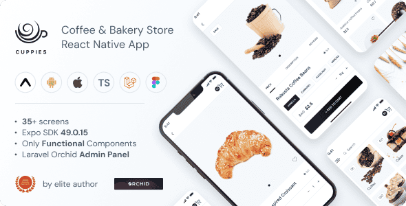 Cuppies - Coffee & Bakery Store | EXPO 49.0.15 | TypeScript | Redux Store | Orchid Admin Panel