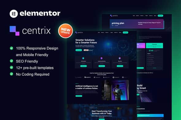 Centrix - Artificial Intelligence & Technology Services Elementor Template Kit